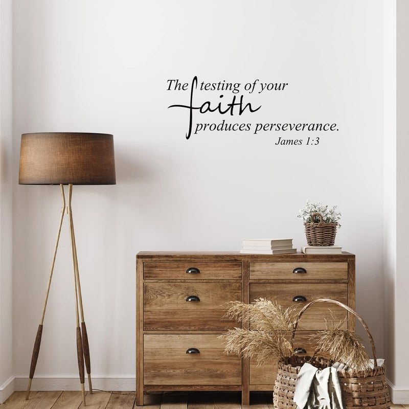 BBTO Bible Verse Wall Stickers Inspirational Quote Wall Decals Religious Motivational Scripture Sticker Peel and Stick for Bedroom Living Room Office Bathroom(The Testing of Your Faith) - Image 4